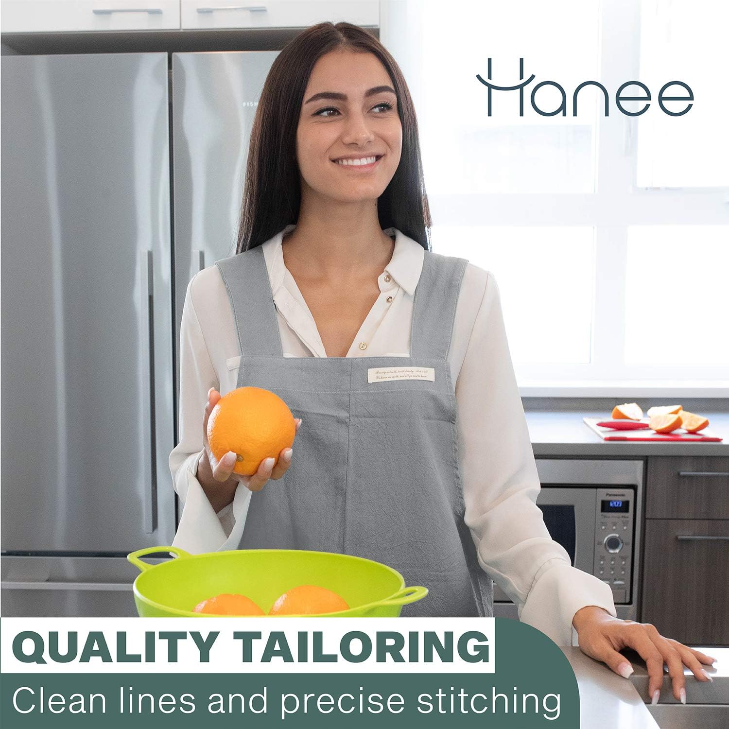 HANEE Cotton Aprons for Women and Men | Cross-Back Apron with Pockets