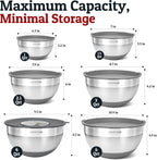 Priority Chef Stainless Steel Mixing Bowls with Lids Set - Premium 30Pcs with 6pc Metal Bowl Set for Kitchen, 3 Graters, Airtight Lids, Non-Slip Bases & Silicone Utensils, Grey