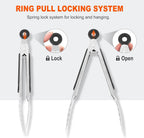Anaeat 3 Pack 7" Mini Stainless Steel Locking Tongs - Sturdy Coiled Spring Kitchen Food Tong with Non-Slip Silicone Tips and Grip for Serving, Cooking, Baking and BBQ - Heat Resistant Metal Tongs