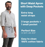 MEEMA Waist Apron with 3 Pockets | Waitress Apron | Waitress Apron with Pockets | Half Aprons With Pockets | Server Aprons Women