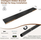 Heimlove 55 Inch Floating Shelves for Wall 8 Inch Deep Black Shelves Set of 2,Wall Mounted Rustic Wood Long Floating Shelf，Large Extra Display & Storage Shelf with Invisible Brackets