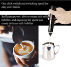 Delm Milk Frother Electric USB Stainless Steel Accessory - Frother Wand Foam Maker for Lattes - Milk Frother Handheld for Cappuccino, Frappe, Matcha, Hot Chocolate - Frother for Coffee (black)