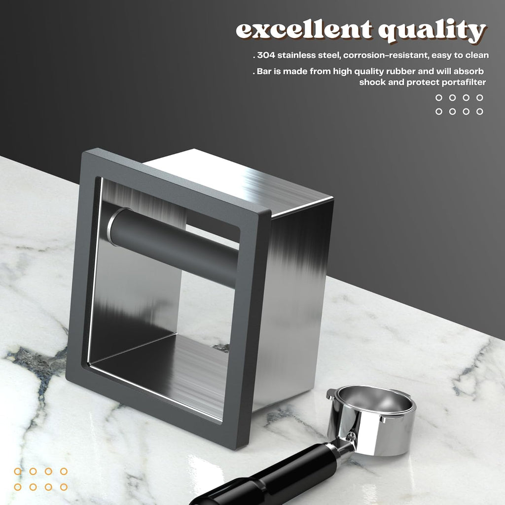 Bottomless Coffee Knock Box, Stainless Steel Espresso Knock Box Chute for Coffee Grounds, Counter Mounted Knock Box, Open Bottom Countertop Knock Box for Commercial Coffee Shop Office Home