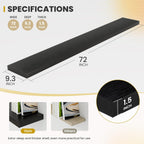 72 Inch Floating Shelves, 9.3" Deep Floating Shelf Wall Mounted, 72" Wall Shelves, Rustic Deep Bookshelf, Large Display Shelves & Storage Shelves for Bedroom, Living Room, Black, Set of 1