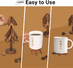 Yuoyar Coasters, Wooden Tree-Shaped Sapeli Wood Drink Coasters Set for Coffee Table, Kitchen Table Decor