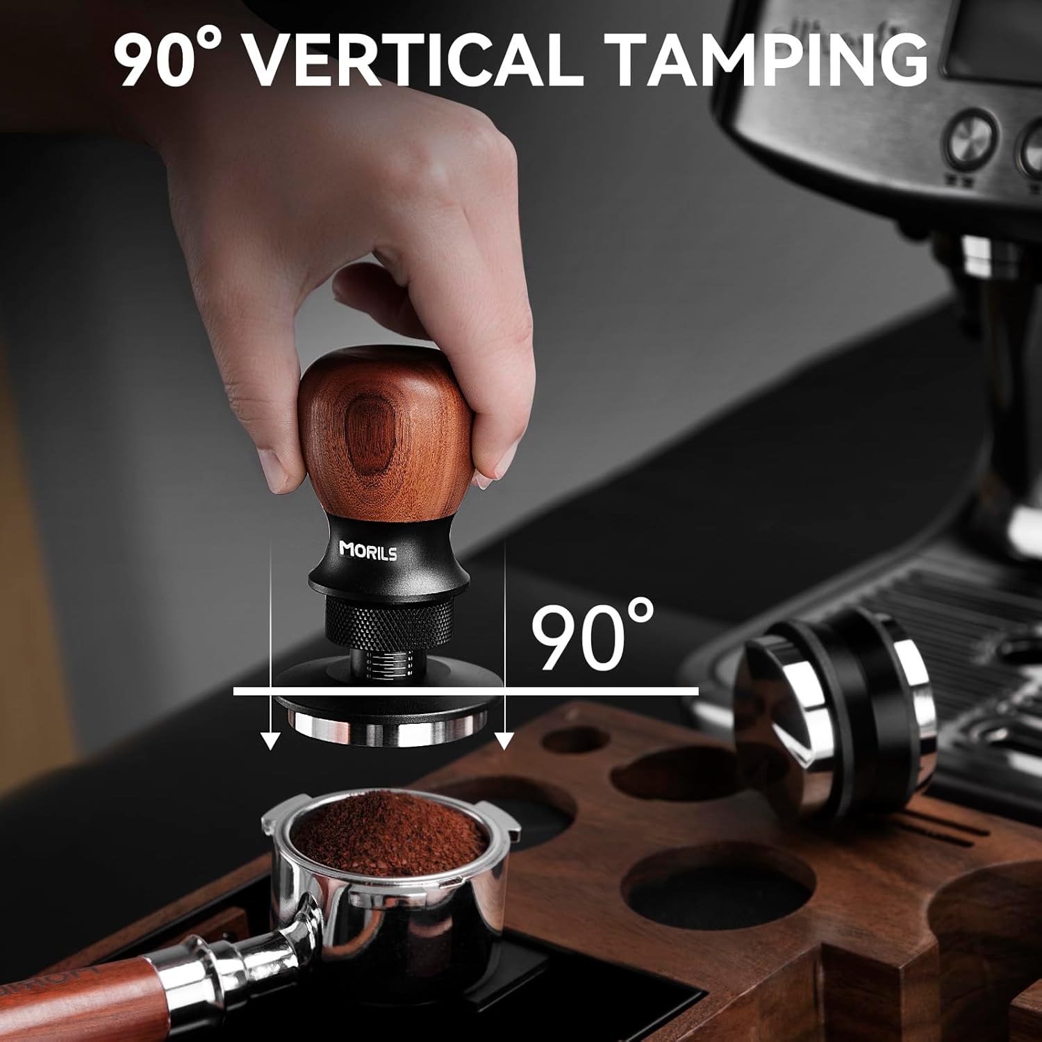 Espresso Tamper 51mm, Coffee Tamper with Spring Loaded Tamper, Adjustable Depth, Stainless Steel Base Espresso Coffee Tamper Fits for All 51mm 52mm Espresso Machine