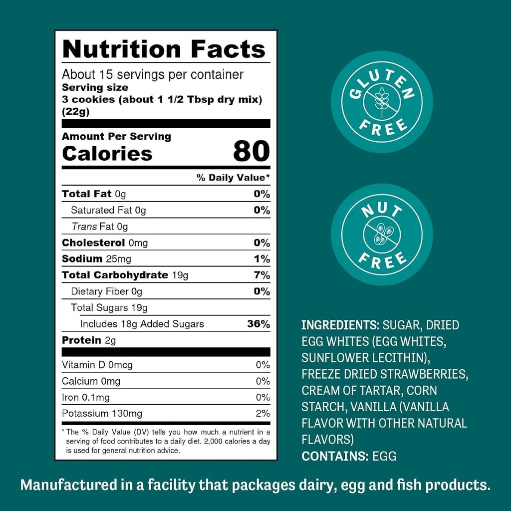 Judee's Gluten Free Complete Strawberry Meringue Powder Mix 11.4 oz - Just Add Water - Make Meringue, Cookies, Pies, Frosting, and Royal Icing - Great for Baking - No Preservative and Nut-Free