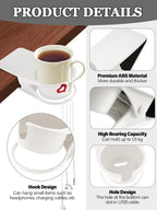 Kalolary 1PCS New Drinking Cup Holder Clip with Groove Table Bottle Cup Stand DIY Glass Cup Clamp Storage Saucer Clip Water Coffee Mug Holder Saucer Clip for Home Desk, White