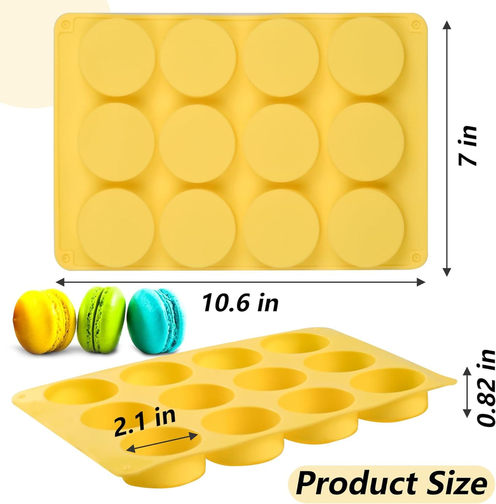 2 Pcs Round Chocolate Cookie Molds, 12-Cavity Cylinder Chocolate Cover Cookie Silicone Molds for Candy Mini Cakes Jelly Baking