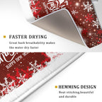 Happy New Year Red Dish Drying Mat for Kitchen Counter,Merry Christmas Tree Snowflake Drying Mat 18 x 24 Inch with High Absorbent Reversible Microfiber Dish Drying Pad Drainer Mat for Coffee Bar