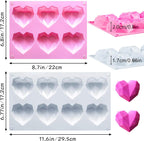 2 Pack Diamond Heart Silicone Mold, 8 Cavities & 6 Cavities Non-stick Easy Release Heart Shaped Silicone Mold Tray for Mousse Cake Dessert, Candy, Chocolate Mold