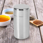 Tea Canister, Double Seal Stainless Steel Tea Tin Canister with Airtight Double Lids for Loose Tea Coffee Candy Herbs and Spices Storage(l)