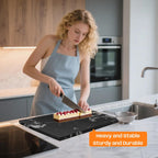 Black Marble Cutting Board For Kitchen, Large Marble Slab Pastry Board With Non-Slip Feet For Baking, Cheese, Charcuterie, Chocolate, 16x20 Inch