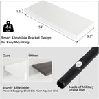 Floating Shelves - 2 Large Wall Mounted Shelves with Invisible Brackets, Long Wood Floating Wall Shelf for Living Room, Bedroom, Kitchen (White, 24" W x 9" D x 1.5" H)