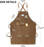Cotton Canvas Cross Back Apron for Art Painting Garden Chef Bartender Work,Women Men 3 Pockets Waterproof Adjustable M-XXL