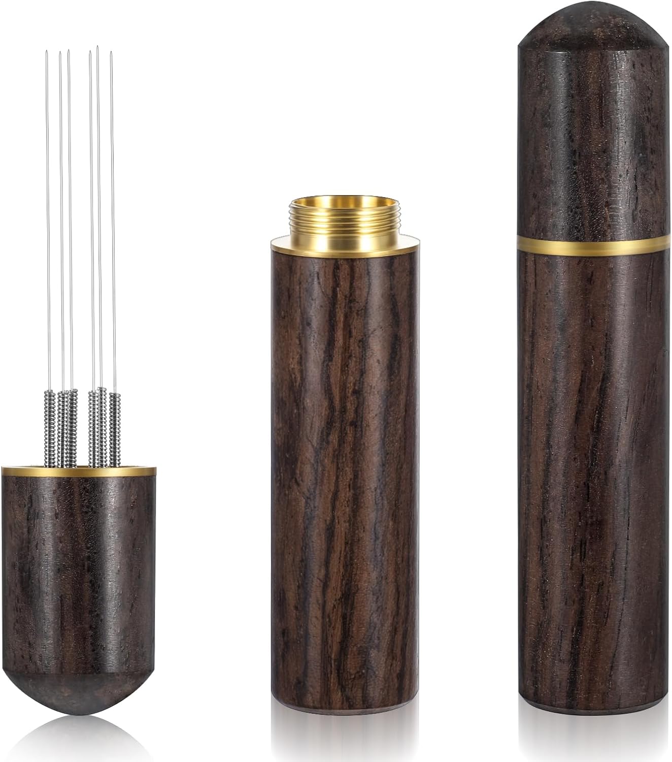 Espresso Needle Distributor,6 Needles 0.3mm Espresso Coffee Stirrer,Coffee Stirring Tool,Professional Barista Espresso Distribution Tool,Natural Wood Handle,Espresso Machine Accessories,Brown