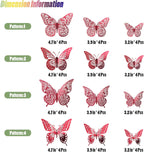 SAOROPEB 3D Butterfly Wall Decor - 48 Pcs, 4 Styles, 3 Sizes - Removable Stickers (Blood Red) for Birthday & Party Celebrations