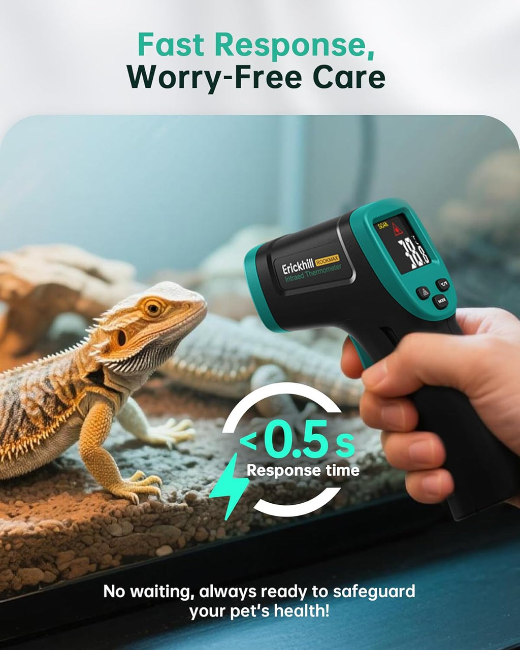 ERICKHILL ROOKMAX Infrared Thermometer Gun, Non-Contact Laser, Adjustable Emissivity, Color LCD, -58°F to 1472°F (-50°C to 800°C), for HVAC, Cooking & BBQ, Automotive, Freezer - Dark Green