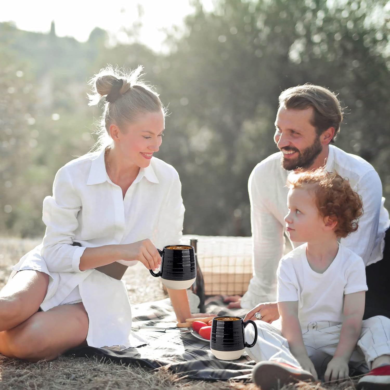 Hasense Large Coffee Mug, 20 oz Ceramic Coffee Cup with Comfortable Handle for Office and Home, Ideal for Coffee Tea Latte, Dishwasher Microwave Safe, 1 PCS(Black)