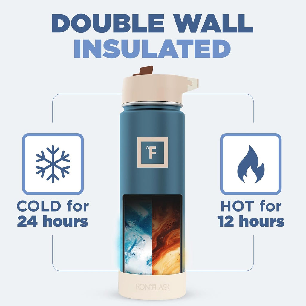 IRON °FLASK Camping & Hiking Hydration Flask with Straw Lid & Boot - Stainless Steel, Double Walled & Vacuum Insulated Water Bottle - Leak Proof & BPA Free (Dream Sunset, Straw - 22 oz)