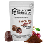 Blackout Coffee Chocolate Cherry Flavored Medium Roast - Freshly Roasted in the USA - 12 oz Ground Coffee Pouch