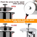 French Press, 600ml Double Insulated 304 Stainless Steel Coffee Tea Maker 4 Level Filtration System, No Coffee Grounds, Rust-Free, Dishwasher Safe for Single Use