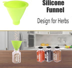 SWOMMOLY 25 Glass Spice Jars 6 oz Empty Square Spice Bottles with 703 Spice Labels, Chalk Marker and Funnel Complete Set. Spice Containers with Airtight Cap, Pour/sift Shaker Lid