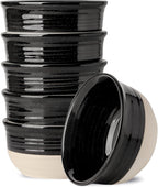 Hasense Ceramic Soup Bowls and Cereal Bowls, 20 OZ Bowls for Kitchen Set of 6, Stackable Bowls Set for Ramem, Salad, Oatmeal, Rice, Snack, Dishwasher Microwave Safe, Black