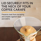 IMPRESA Coffee Pot Cover & Wooden Trivet Set - Chemex Compatible 6-Cup, 8-Cup Pour Over Carafe - Glass Maker Stand & Chemex Style Lid for Pour Over Coffee Systems