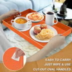 MAONAME Orange Serving Tray with Handles, Modern Decorative Trays for Coffee Table, Plastic Rectangular Trays for Ottoman, Bathroom, Halloween Decor, 15.8” x 10.2” x1.4