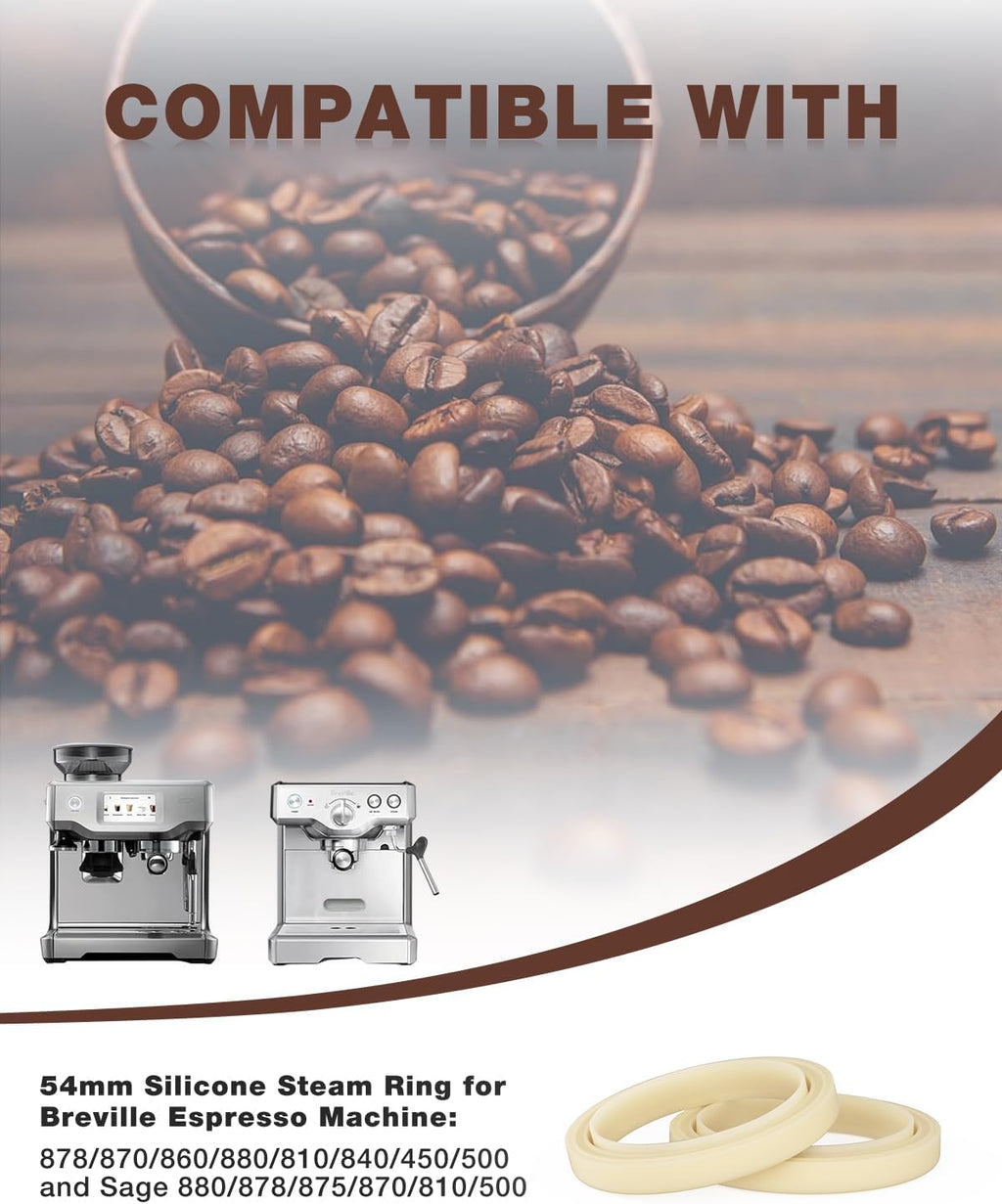 2PCS 54mm Silicone Steam Ring for Breville Espresso Machine 878/870/860/880/810/840/450/500 and Sage 880/878/875/870/810/500, Breville Espresso Machine Accessories Grouphead Gasket Replacement Part