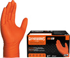 GLOVEWORKS Heavy-Duty Nitrile Gloves, Disposable, Latex Free, 8 Mil, Orange, Diamond Grip Glove
