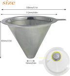 Double Mesh Pour Over Coffee Filter Set - 300+600 Mesh Reusable Stainless Steel Coffee Filter with Detachable Handle, Easy Clean, 2-in-1 for Drip/Cold Brew/Espresso,Fits Most V60/Chemex Brewers