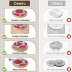 Wood Coasters Set of 6 with Holder, Cewiru Cup Mat for Drinks, Absorbent Coasters with Felt Insert for Coffee Table Protection, Modern Style Home Dining Table Decor, 4.3" Red