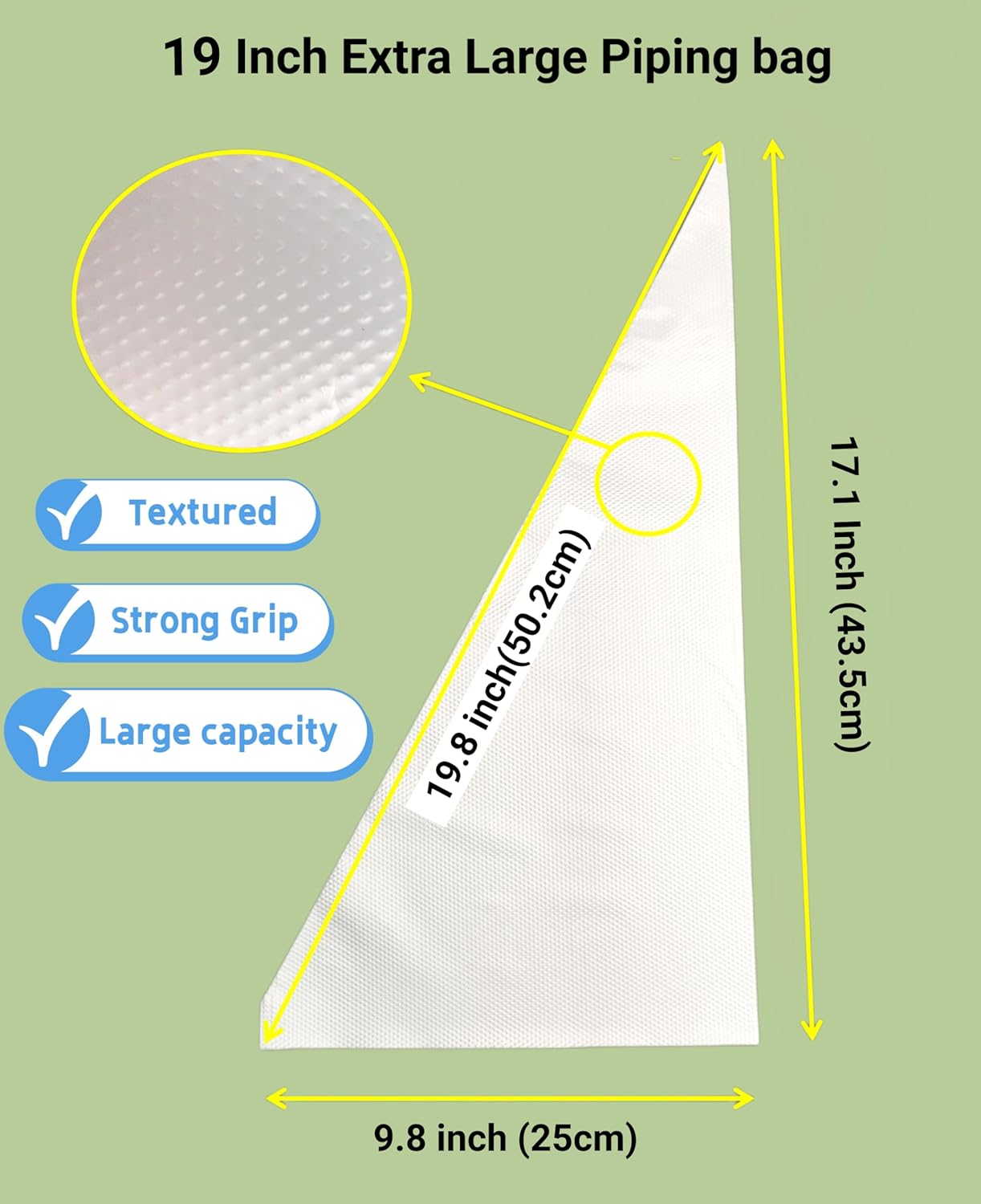 19 Inch Extra Large Piping Bags 100 Pack - Disposable Pastry Bags - Thick Anti-Burst Pastry Icing Frosting Piping Bags For Decorating Cupcakes Cakes Cookies (Extra Large 19 Inch-100 Pack)