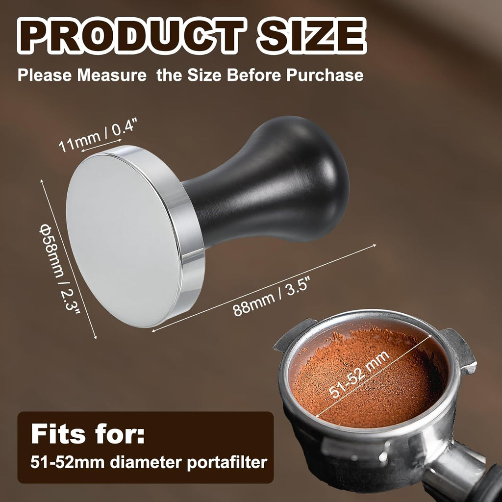 uxcell 58mm Coffee Tamper, Stainless Steel Espresso Press Tamper, Espresso Tamper with Wooden Handle Suitable for Coffee Shop, Restaurant Bar, Bakery (Black)