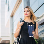 Pandance 20oz Stainless Steel Insulated Tumblers with Lid and Straw Bulk, Double Wall Vacuum Water Cups for Hot & Iced Coffee Drinks Travel Mug (Navy Blue, 12 pack)