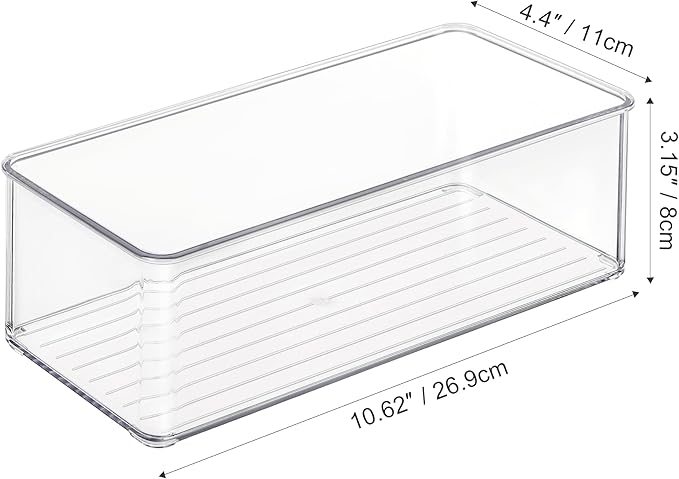 4 PACK Freezer Organizer Bins Clear Stackable Storage Bins for Fridge Organization and Storage