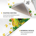 Giwawa St Patrick Dish Drying Mat Large Lucky Clover Tree Shamrock Dish Drainer Mats 18x24inch Spring Elf Hat Rainbow Colorful Fast Drying Absorbent Dish Drying Pad for Kitchen Counter Decor