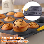 Muffin Pan, Cupcake Pan, Set of 2, 12-Cup Muffin Tin, Non-Stick Bakeware, Easy to Release and Clean, Baking Molds, Muffin Tray, Molds for Homemade Cupcakes & Muffins (Blue silicone)