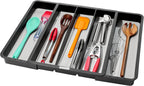 madesmart Expandable Utensil Tray - Granite| CLASSIC COLLECTION| 5-Compartments | Kitchen Organizer | Soft-Grip Lining | Easy to Clean | BPA-Free