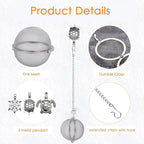 Tea Infusers for Loose Tea 3 Sets Tea Infuser Loose Leaf Tea Steeper Tea Stainless Steel Ball Mesh Tea Strainer Filters with Crtstal Pendant (Metal Turtle)