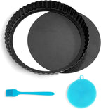 Sturdy Nonstick Tart Pan 9 inch Removable Bottom, Round Carbon Steel Quiche Pan for Baking, Heavy Duty Tart Mold loose for Pie, Mousse Cakes,Fruit and Desserts