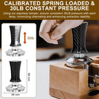 58mm Espresso Coffee Tamper for Espresso Machine: Calibrated Spring Loaded & Stainless Steel Ripple Base - Carbon Fiber Handle with Constant 30lb Fits All 58mm Portafilters | Bundle Including WDT Tool