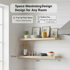 Lufia Floating Wall Shelves, Set of 2, MDF with Invisible Brackets, Modern Storage for Bedroom, Bathroom, Living Room, Kitchen (Oak, 28" W X 7" D X 1.5" H)