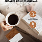 Marble Coasters: 4-Piece Set of Acacia Wood Marble Coasters, Suitable for Kitchens, Offices, and can be Used as Gifts