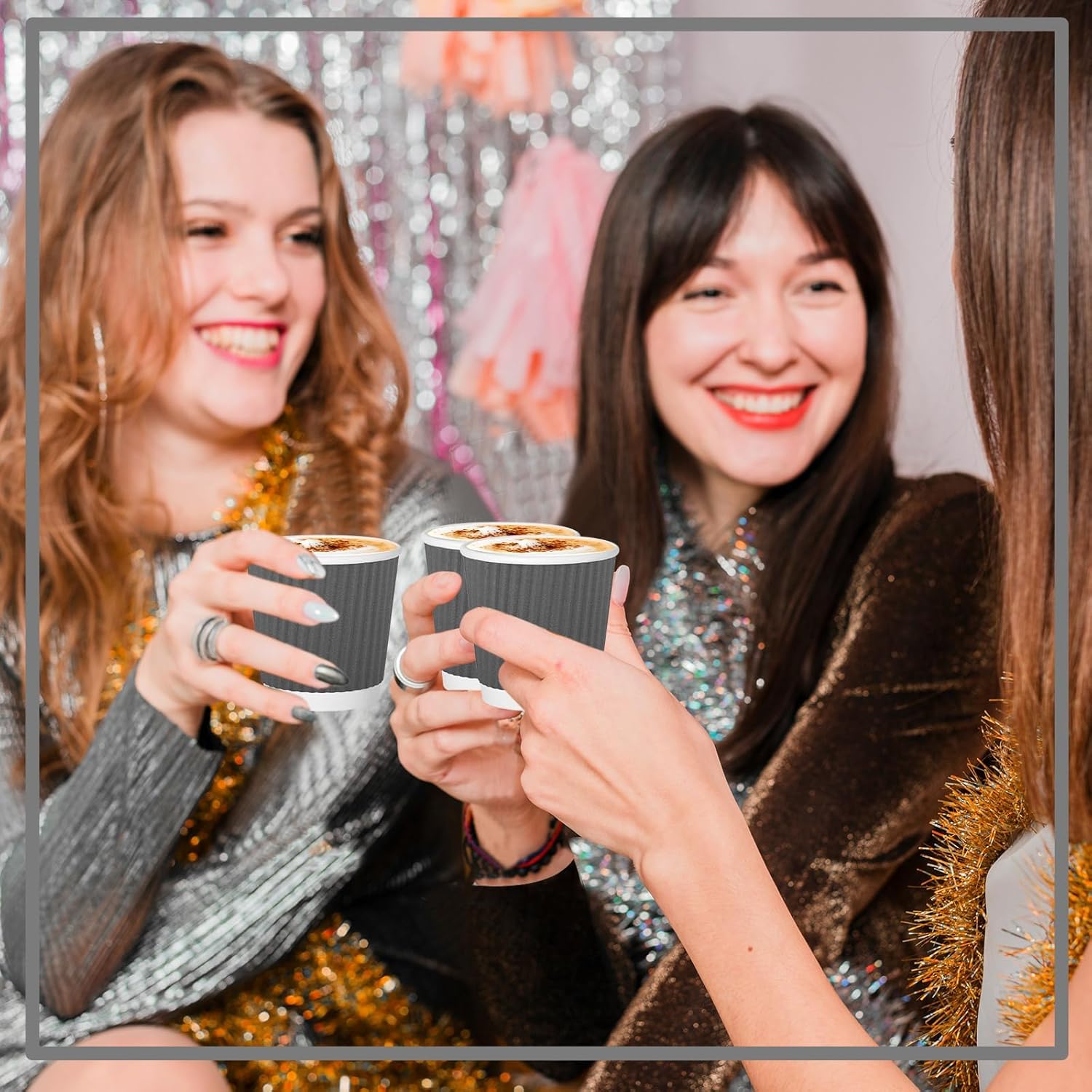 120 Pack Paper Espresso Coffee Cups, 4 oz Disposable Coffee Cups,Corrugated Insulated Ripple Wall, Paper Ripple Cup for Coffee, Hot Chocolate and Hot Tea Drinks -Gray