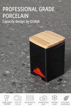 Ceramic Tea Bag Storage Organizer Caddy Holder with Lid (Black)