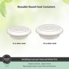 MULMEHË Plastic Food Storage Take-Out Container and Lid Combo, 16 oz, Microwaveable, Round, White, 6x1.5”, Set of 150