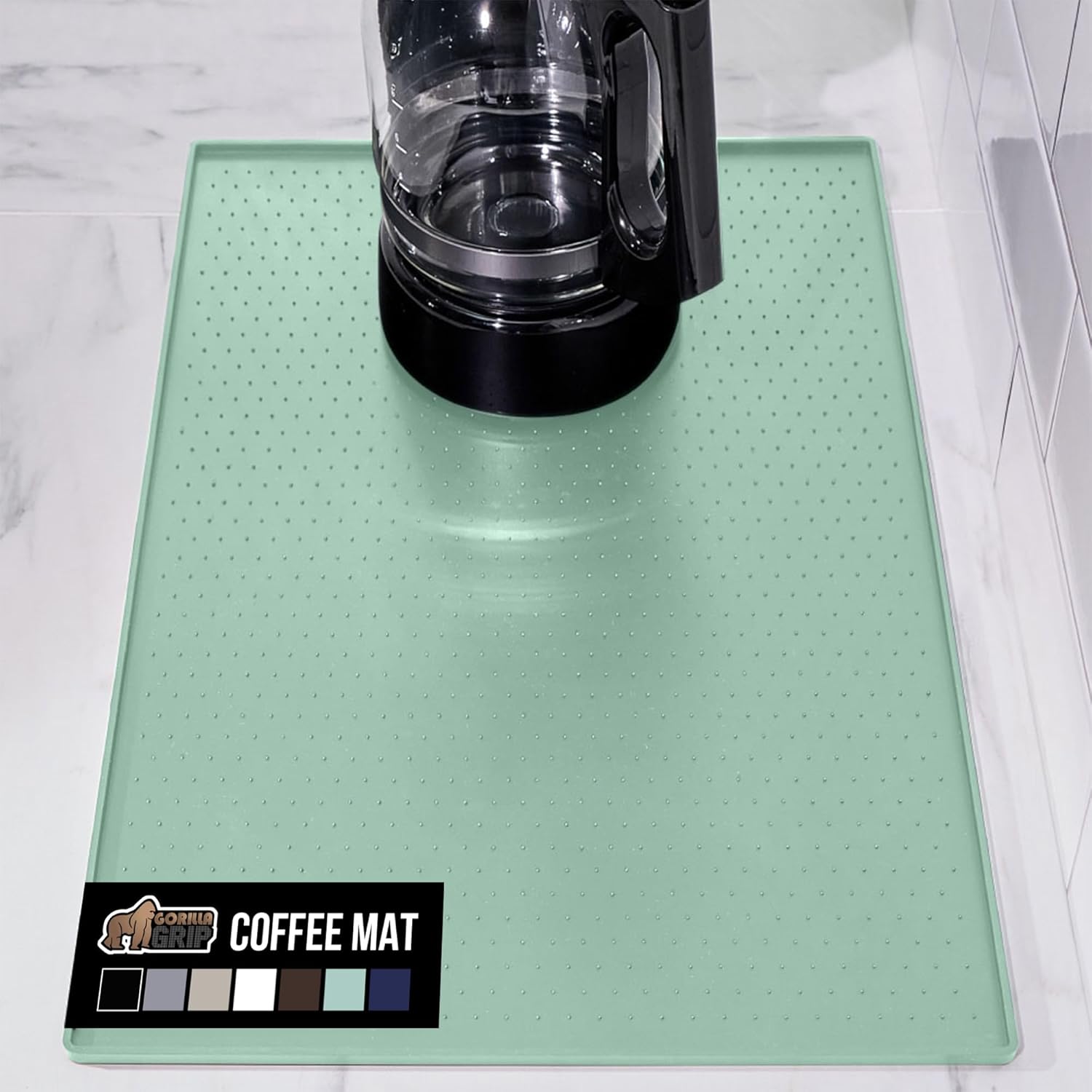 GORILLA GRIP Silicone Coffee Mat, Espresso Drink Bar Station Accessories, Waterproof Heat-Resistant Dish Drying Mats, Stay in Place on Kitchen Counter, Home Kitchen Decor Essentials, 11.5x18.5, Mint